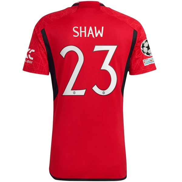 Image of adidas Manchester United Luke Shaw Home Jersey 23/24 w/ Champions League Patches