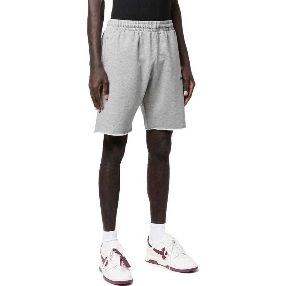 Image of Men's OFF-WHITE SS22 Solid Color Logo Printing Straight Shorts Version Gray OMCI