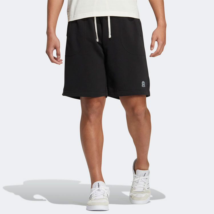 Image of adidas neo Solid Color Lacing Casual Straight Shorts Unisex Black HS6819