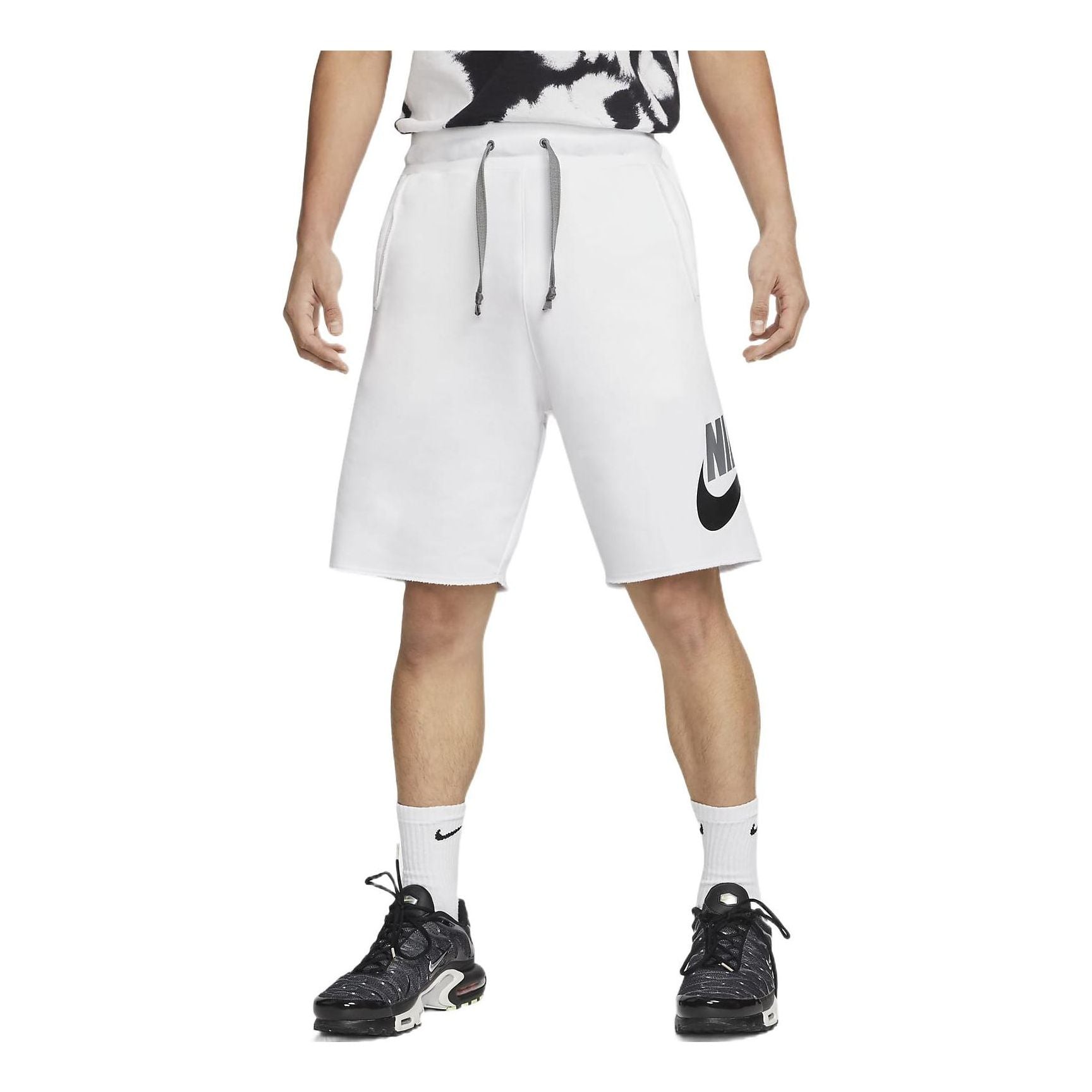 Image of Men's Nike Casual Logo Printing White Straight Shorts DM6818-100