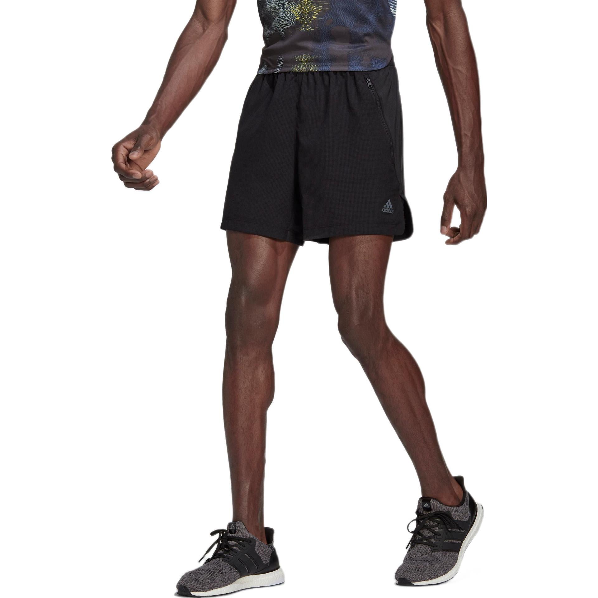 Image of Men's adidas Solid Color Logo Printing Elastic Waistband Gym Shorts Black HD3557