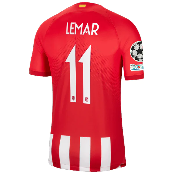 Nike Atletico Madrid Thomas Lemar Home Jersey w/ Champions League Patches 23/24