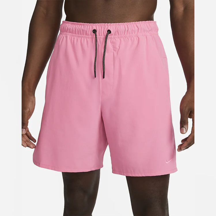 Image of Nike Solid Color Drawstring Lacing Mid Waist Straight Shorts Men's Pink DX1540-6
