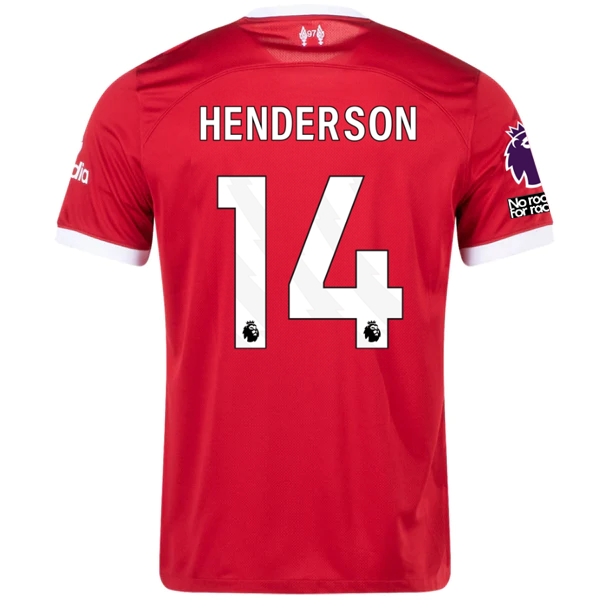 Nike Liverpool Jordan Henderson Home Jersey w/ EPL + No Room For Racism Patches