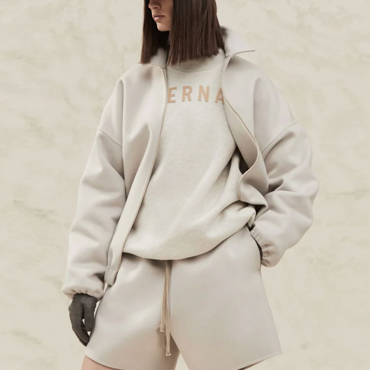 Image of Fear of God Essentials FW22 Wool Cashmere Short Cement FOG-2212-0843