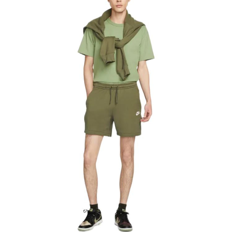 Image of Nike Solid Color Minimalistic french terry Casual Shorts Olive Green DQ4596-222