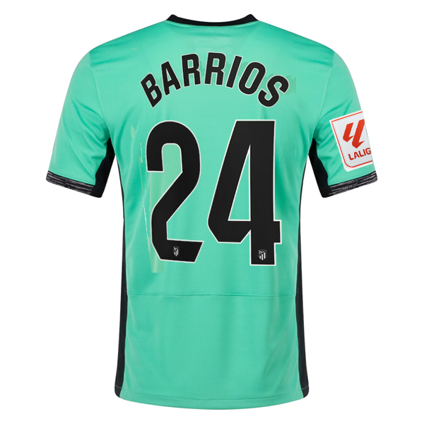 Image of Nike Atletico Madrid Pablo Barrios Third Jersey w/ La Liga Patch 23/24 (Spring G