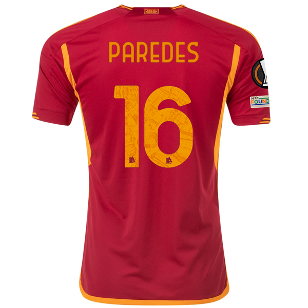 adidas Roma Leandro Paredes Heimtrikot mit Europa League-Aufnähern 23/24 (Team Vic