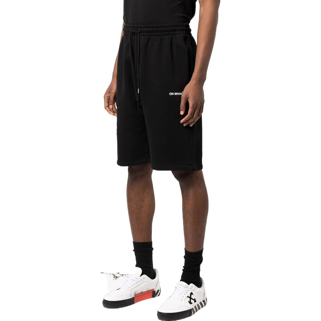 Image of OFF-WHITE SS22 Logo Printing Sports Shorts Loose Fit Black OMCI013S22FLE0071001