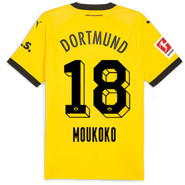 Puma Borussia Dortmund Authentic Muokoko Home Jersey w/ Bundesliga Patch 23/24 (