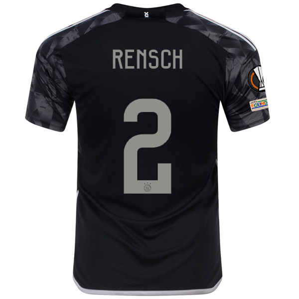 adidas Ajax Devyne Rensch Ausweichtrikot mit Europa-League-Aufnähern 23/24 (Schwarz)