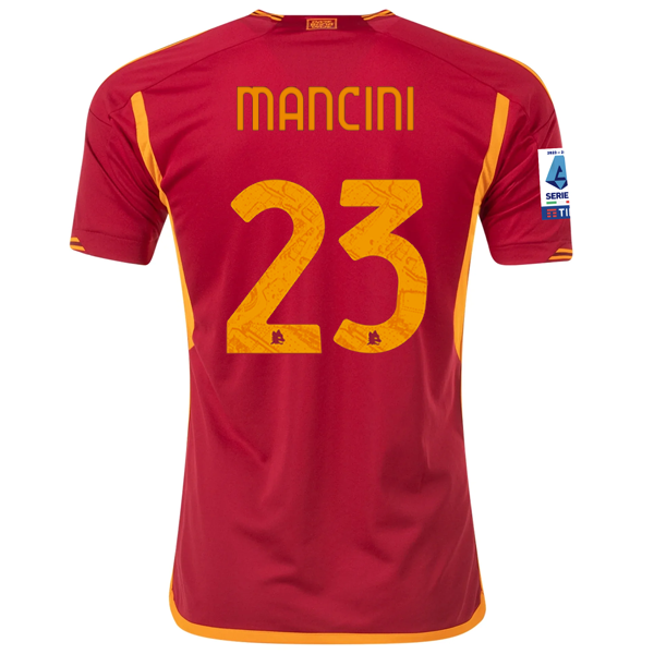 adidas Roma Gianluca Mancini Heimtrikot mit Serie A-Aufnäher 23/24 (Team Victory Re