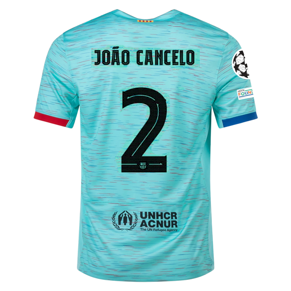Nike Barcelona João Cancelo Third Jersey w/ Champions League Patches 23/24 (Ligh