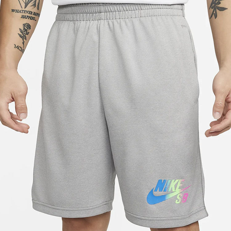 Men's Nike Gradient Logo Straight Casual Gray Shorts DH2969-063