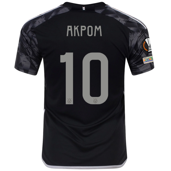 Image of adidas Ajax Chuba Akpom Third Jersey w/ Europa League Patches 23/24 (Black)