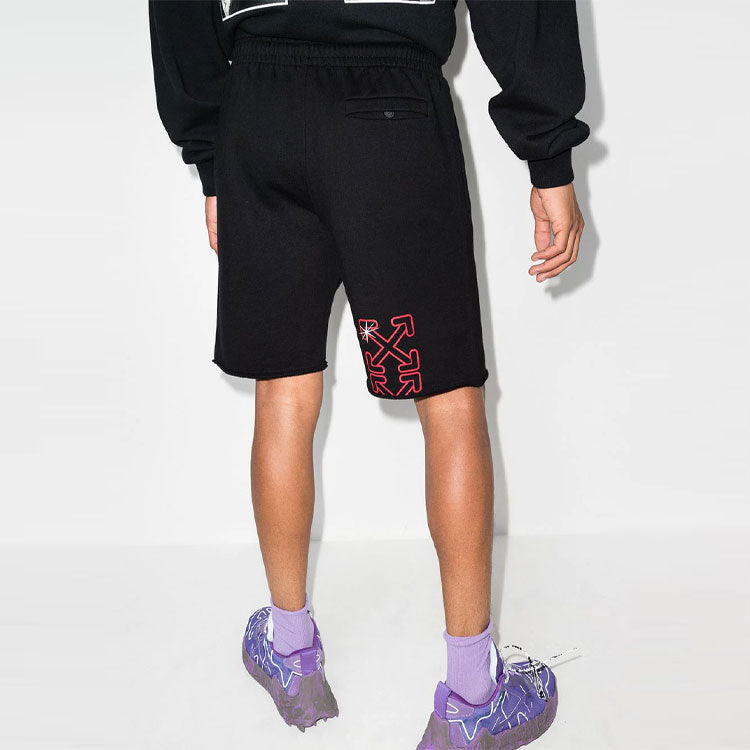 Image of OFF-WHITE FW21 Logo Pants Sports Shorts Ordinary Version Black OMCI006F21FLE0051
