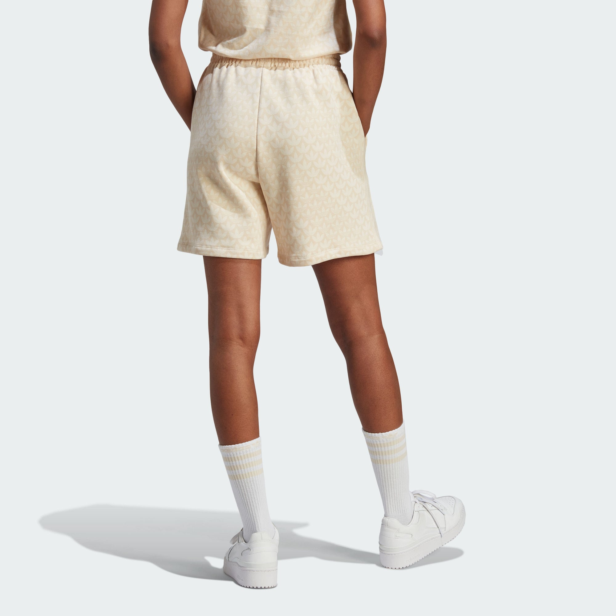 Image of (WMNS) adidas originals Trefoil Monogramm Shorts 'Beige' IJ6000