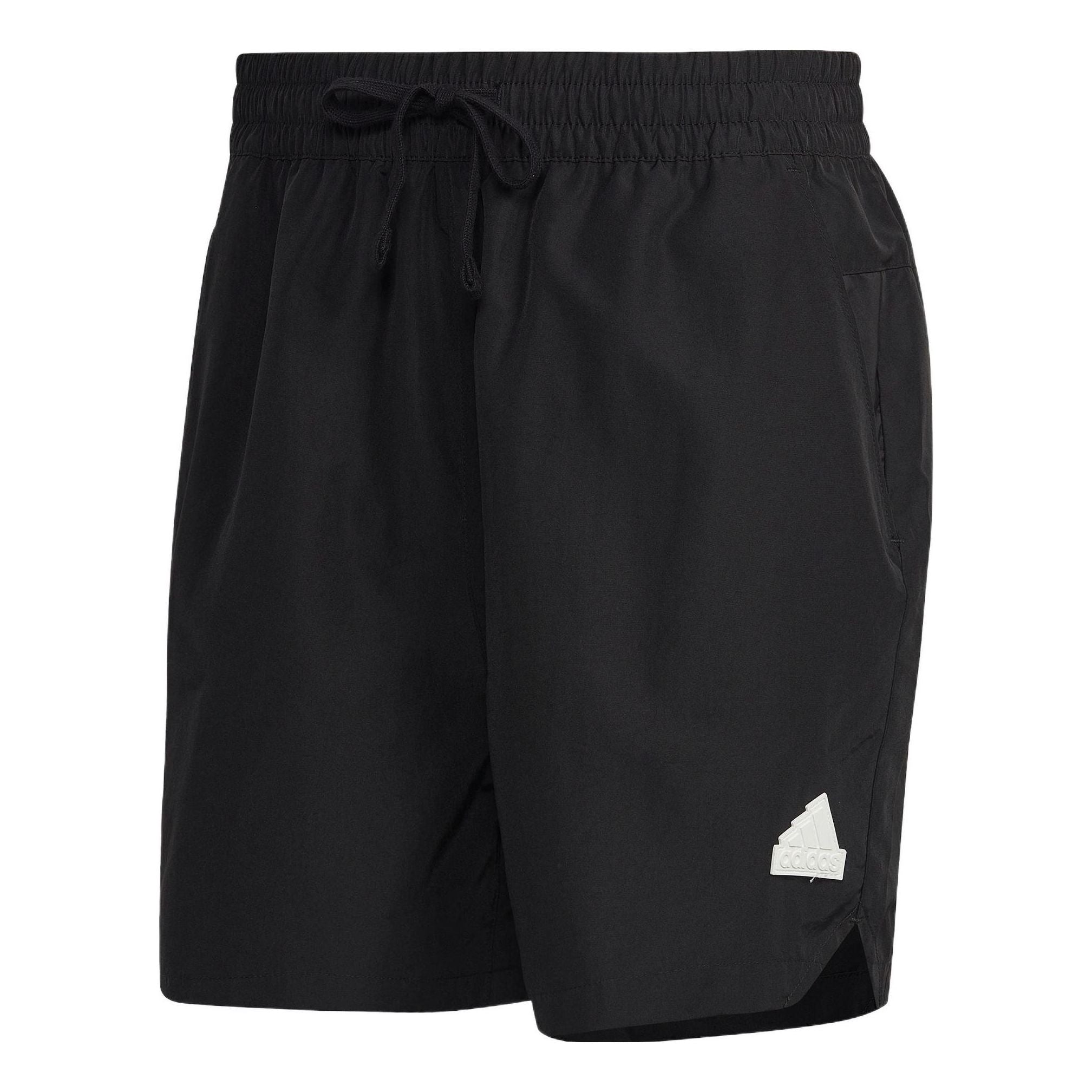 Image of Men's adidas Solid Color Casual Logo Straight Sports Shorts Black HN1935