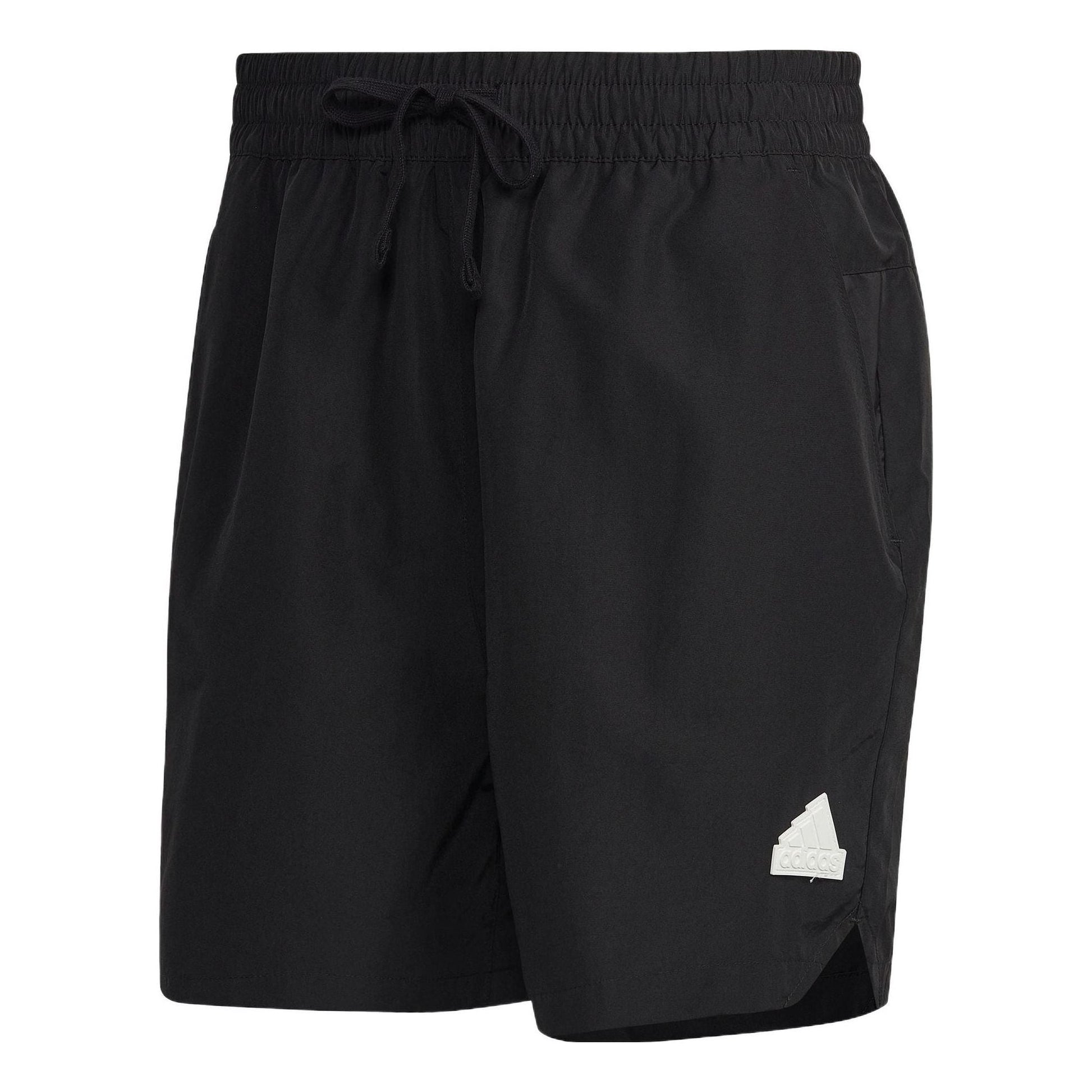 Men's adidas Solid Color Casual Logo Straight Sports Shorts Black HN1935