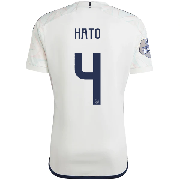 Image of adidas Ajax Jorrel Hato Away Jersey w/ Eredivise League Patch 23/24 (Core White)