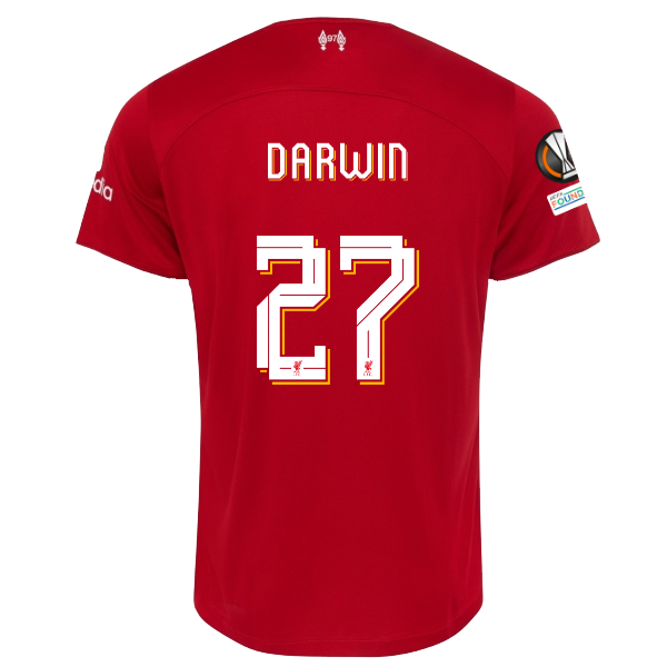 Image of Nike Liverpool Darwin Núñez Home Jersey w/ Europa League Patches 23/24 (Red/Whit