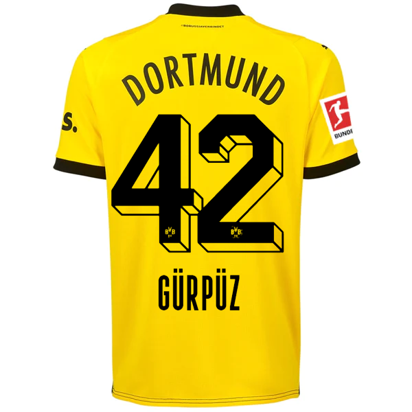 Puma Borussia Dortmund Gurpuz Home Jersey w/ Bundesliga Patch 23/24 (Cyber Yello