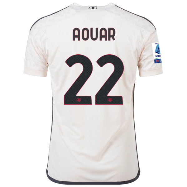 قميص adidas AS Roma Houssem Aouar الاحتياطي مع رقعة الدوري الإيطالي رقم 23/24 (بيج)