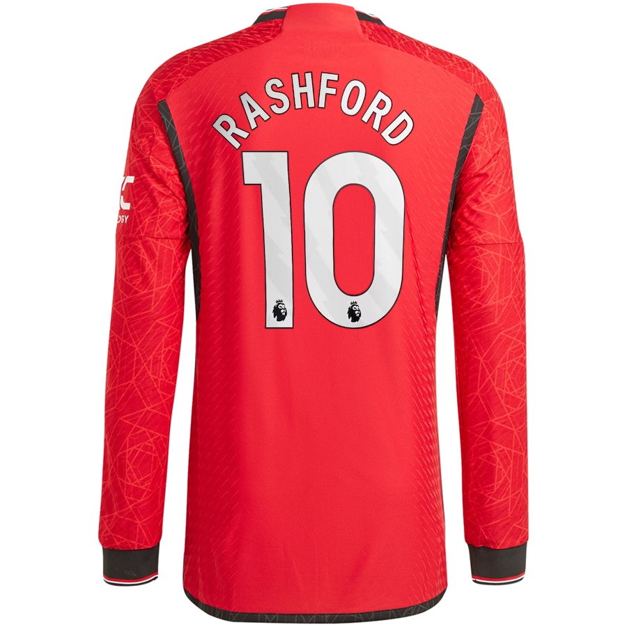 adidas Manchester United Authentic Marcus Rashford Long Sleeve Home Jersey w/ EP