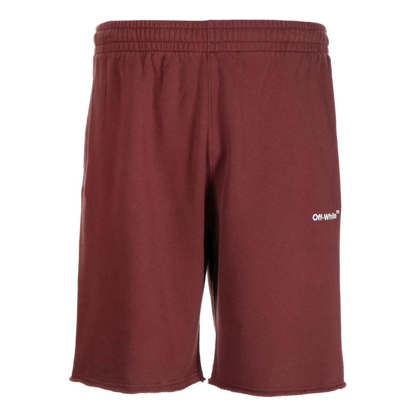 Image of Men's OFF-WHITE FW22 Stripe Logo Printing Sports Shorts Version Red OMCI006F22FL