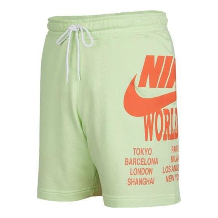 Image of Nike Nsw Ft Short Wtour Large Logo Printing Knit Sports Shorts Green DA0646-383