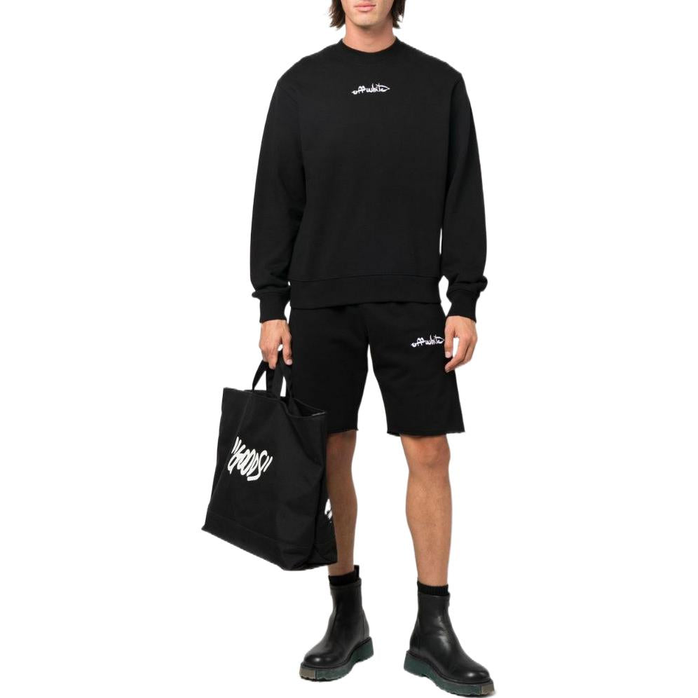 Image of Men's OFF-WHITE SS22 Solid Color Logo Printing Sports Shorts Version Black OMCI0