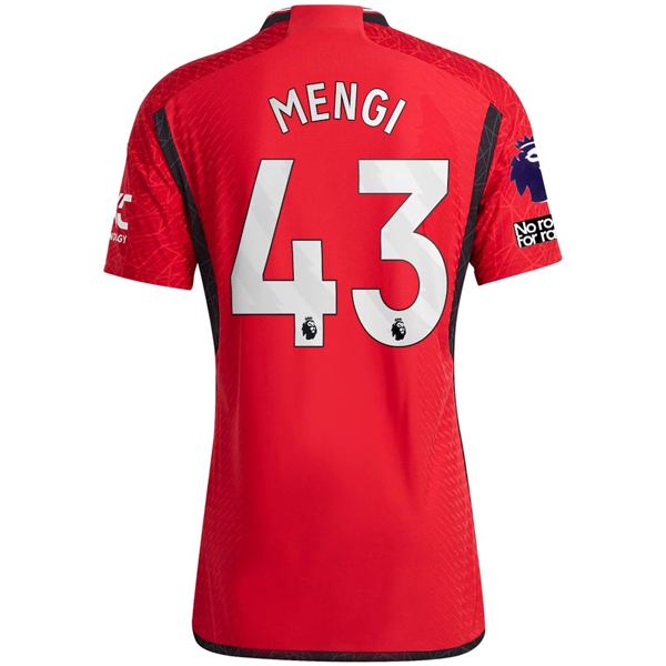 Image of adidas Manchester United Authentic Teden Mengi Home Jersey 23/24 w/ EPL + No Roo