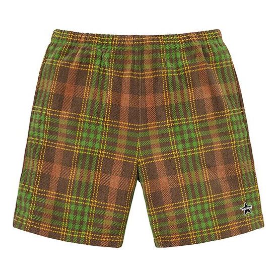 Image of Supreme SS19 Plaid Velour Short Velvet Shorts Unisex Brown SUP-SS19-10302