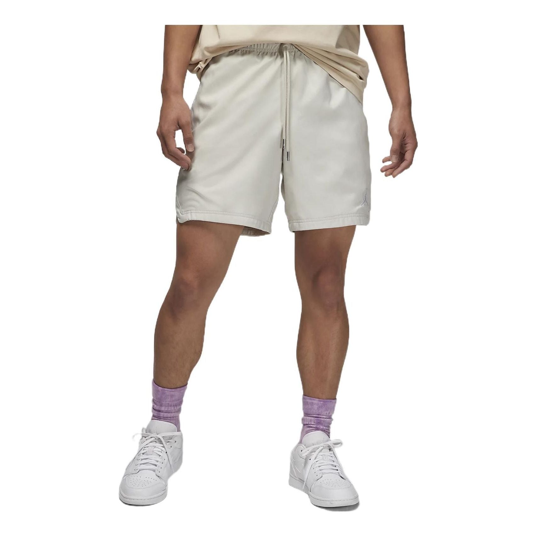 Image of Men's Air Jordan Logo Printing Lacing White Straight Shorts DM1373-104