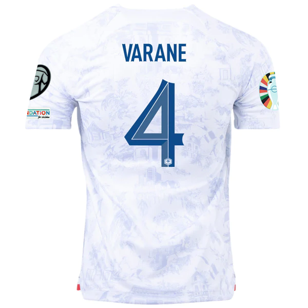 Image of Nike France Raphael Varane Away Jersey w/ Nations League Champion Patch + Euro Q