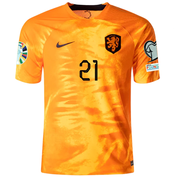 Image of Nike Netherlands Frenkie De Jong Home Match Authentic Jersey w/ Euro Qualifying