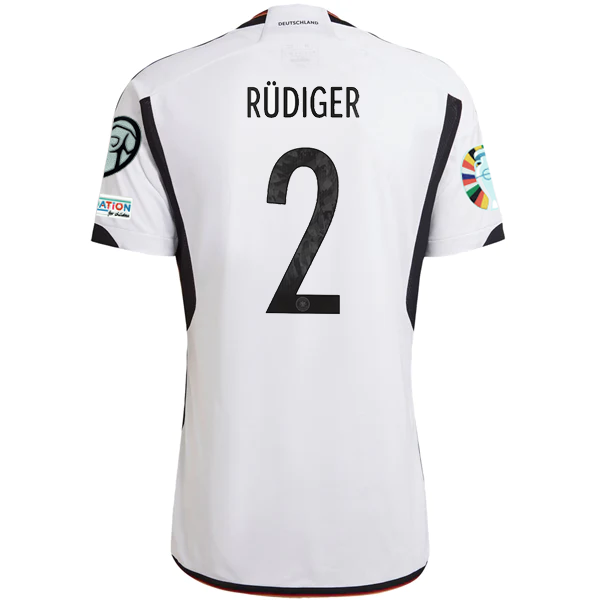 adidas Germany Mario Antonio Rudiger Home Jersey w/ Euro Qualifying Patches 22/2