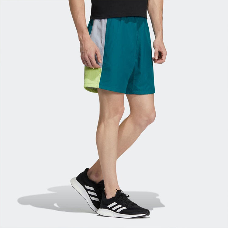 Men's adidas Stripe Colorblock Straight Shorts Japanese Version Green HD0064