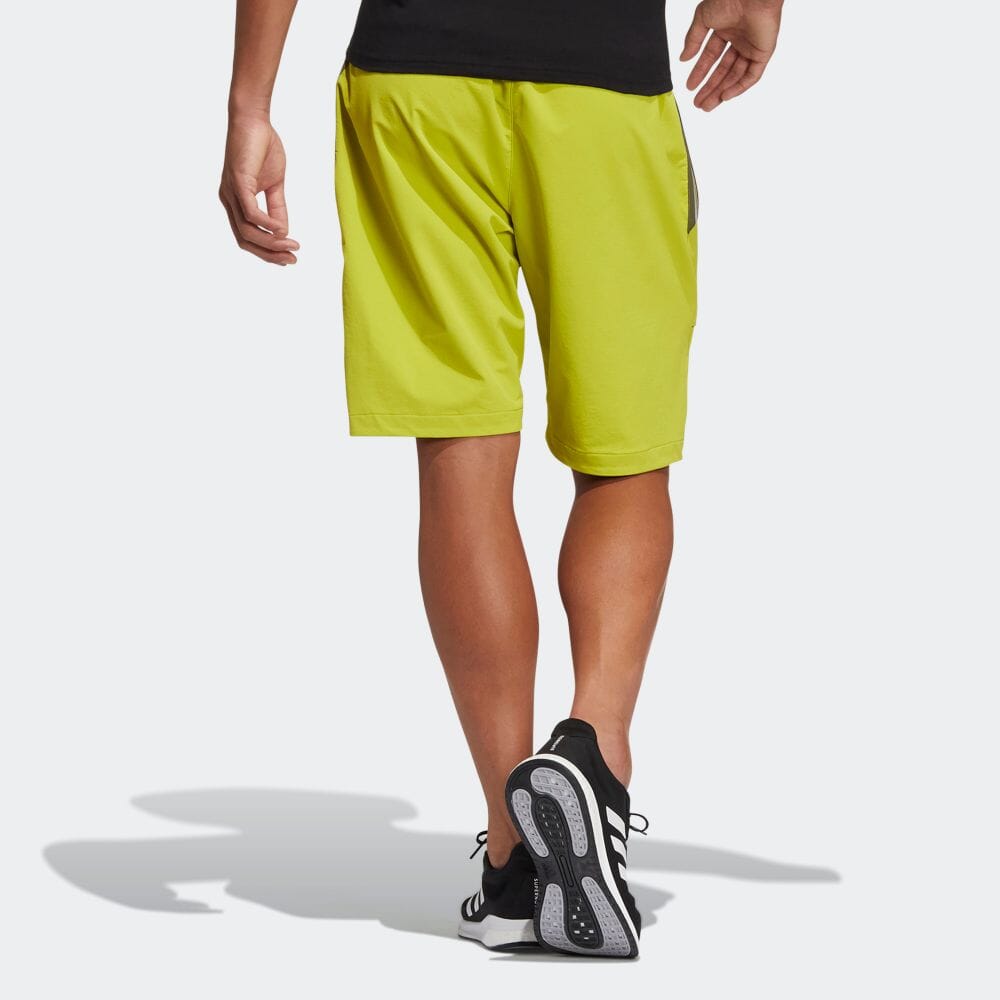 Image of Men's adidas Solid Color Belt Straight Casual Sports Shorts Yellow HE9933