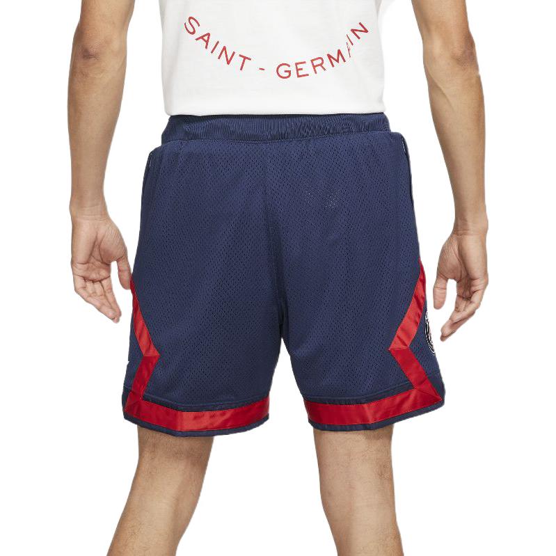Image of Men's Air Jordan Colorblock Logo Printing Lacing Straight Sports Shorts Blue Red