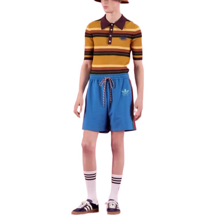 Image of Gucci x Adidas Cotton Jersey Shorts 'Blue' 705626-XJEML-4747