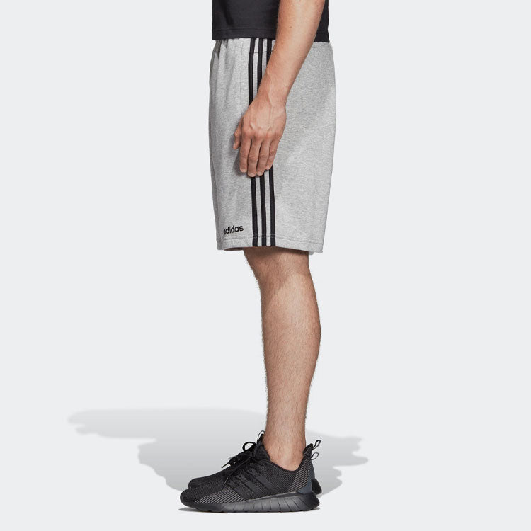 Image of Men's adidas Stripe Logo Training Knit Casual Sports Shorts Gray DU7831