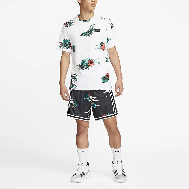 Nike Herren-Shorts mit Taillenschnürung und durchgehendem Druck, gerade, gestreift, lässig, schwarz, DM8781-01