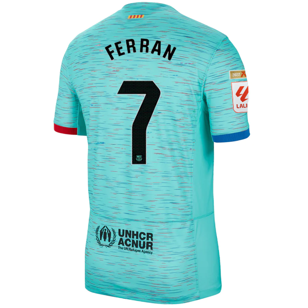 Image of Nike Barcelona Ferran Torres Third Jersey w/ La Liga Champion Patches 23/24 (Lig