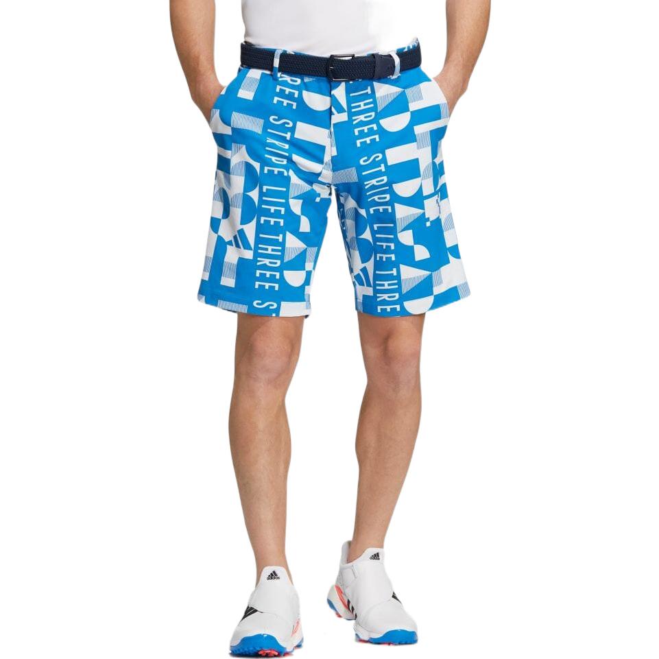 Image of adidas Pattern Printing Straight Shorts Japanese Version Men's Blue HA3287