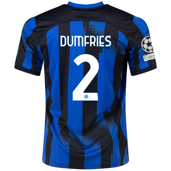 Image of Nike Inter Milan Denzel Dumfries Home Jersey w/ Champions League+ Copa Italia Pa
