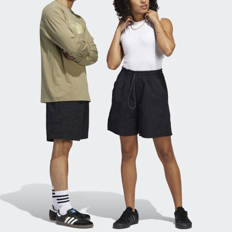 Image of adidas Solid Color Loose Casual Shorts Unisex Black HA1290