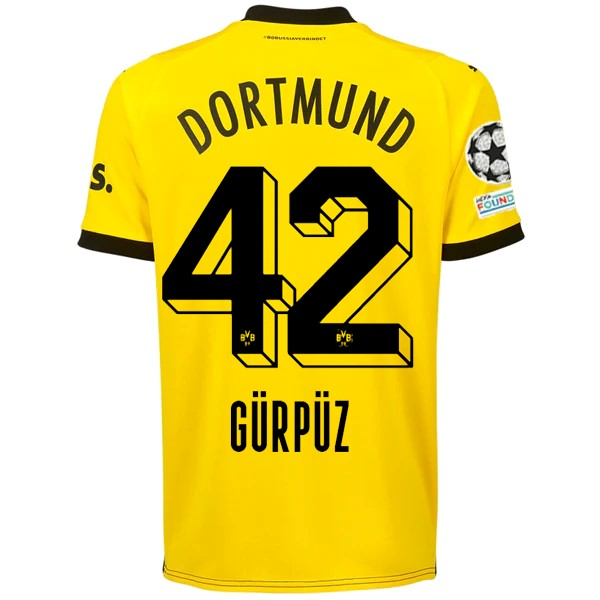 Puma Borussia Dortmund Göktan Gürpüz Home Jersey w/ Champions League Patches 23/