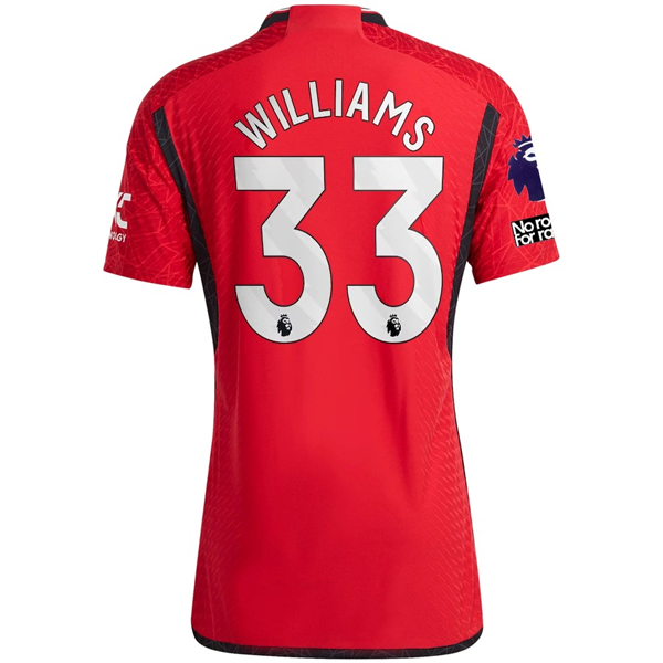 Image of adidas Manchester United Authentic Brandon Williams Home Jersey 23/24 w/ EPL + N