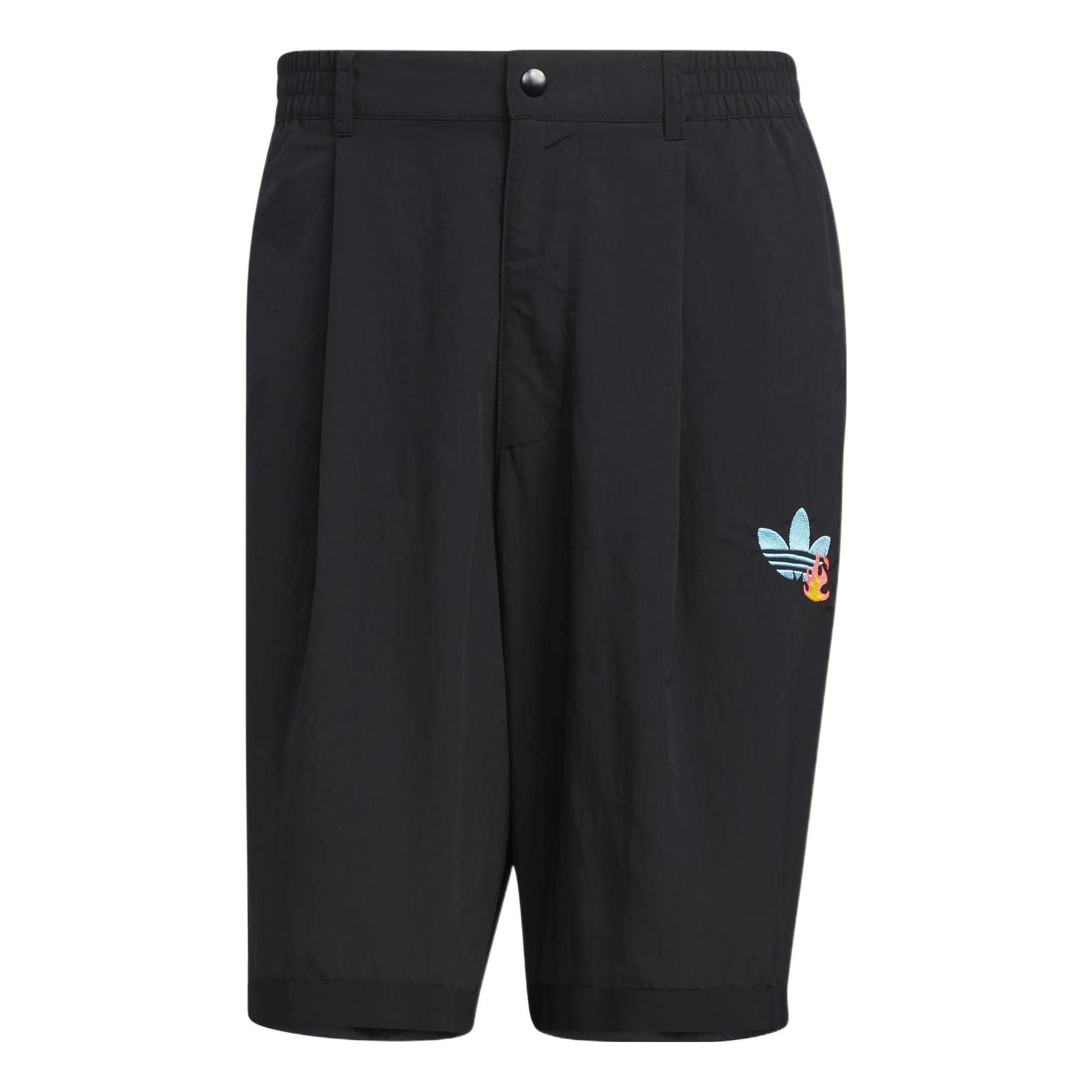 Image of Men's adidas originals Y2K Shorts 2 Solid Color Logo Pattern Straight Sports Bla